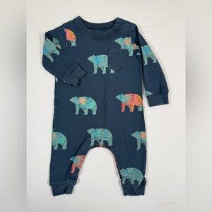 TEA Baby Bear Print Long Sleeve Romper 3-6 Months Woodland Adventure